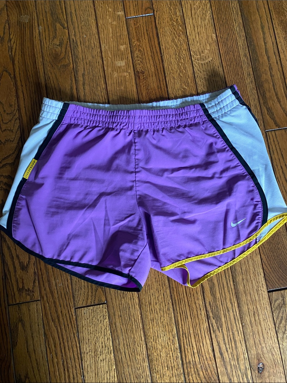 Nike Purple Athletic Shorts with Yellow Trim JMU Colors
